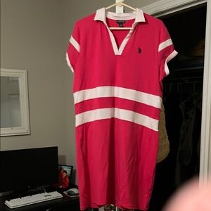 Polo by Ralph Lauren Pink and White Mini Dress